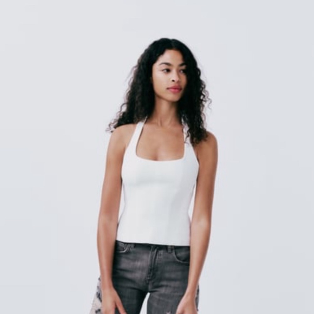 Brand new tags attarched Zara white fitted halter top in size small